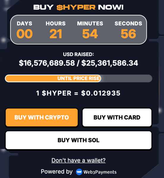 buy hyper in the presale right now.