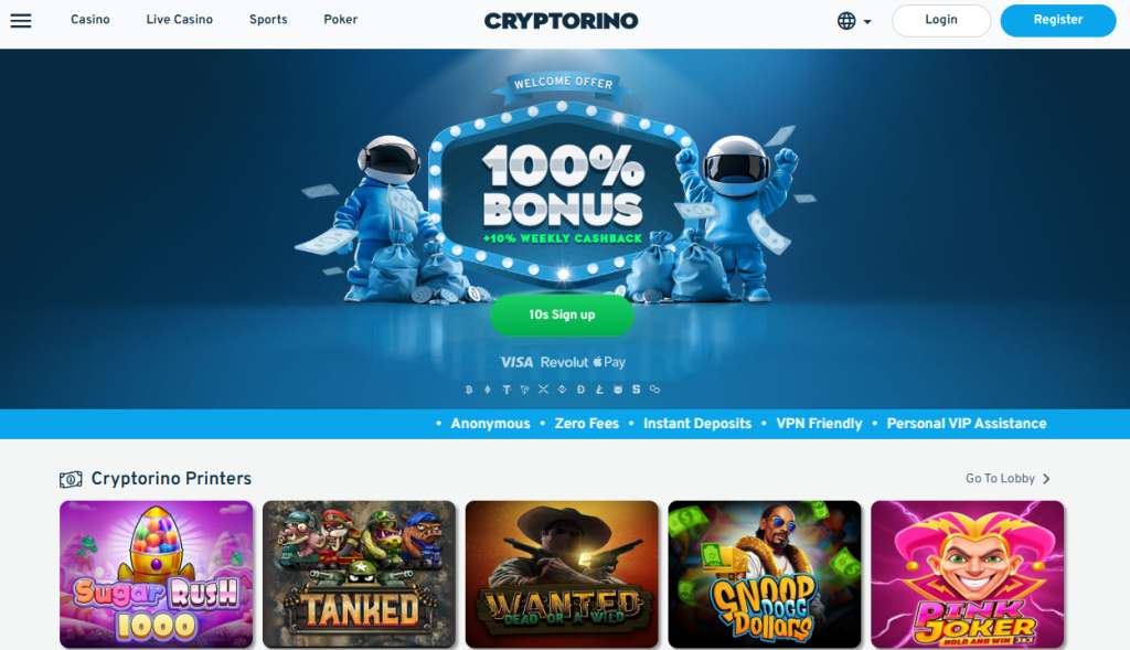 4. Cryptorino – Cashback Deals and Community Style Play