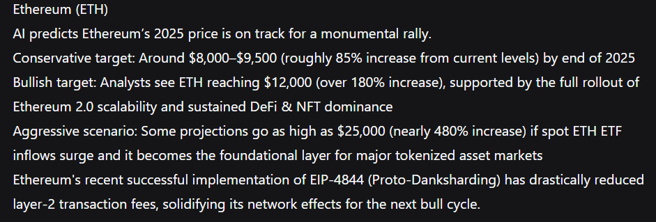 Predikce DeepSeeku ohledně ETH