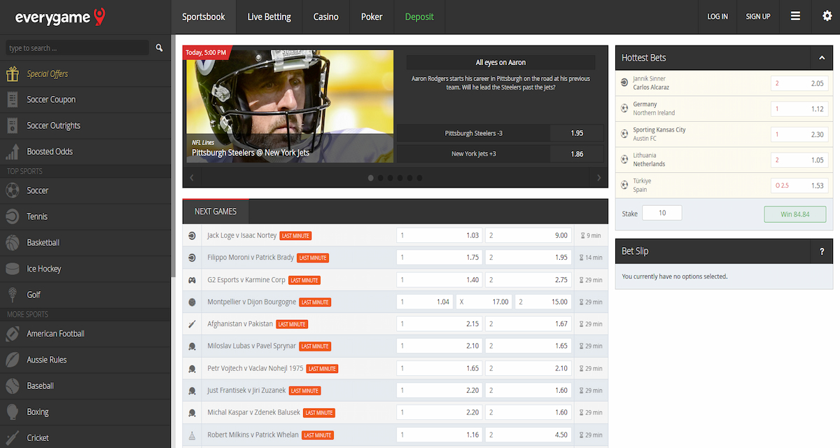 Everygame – Established site offering global coverage and consistent promotions