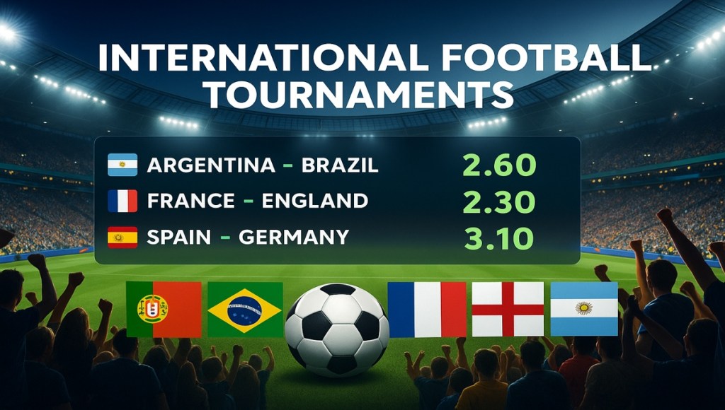 image of international football tournaments featured on the homepage of a betting site