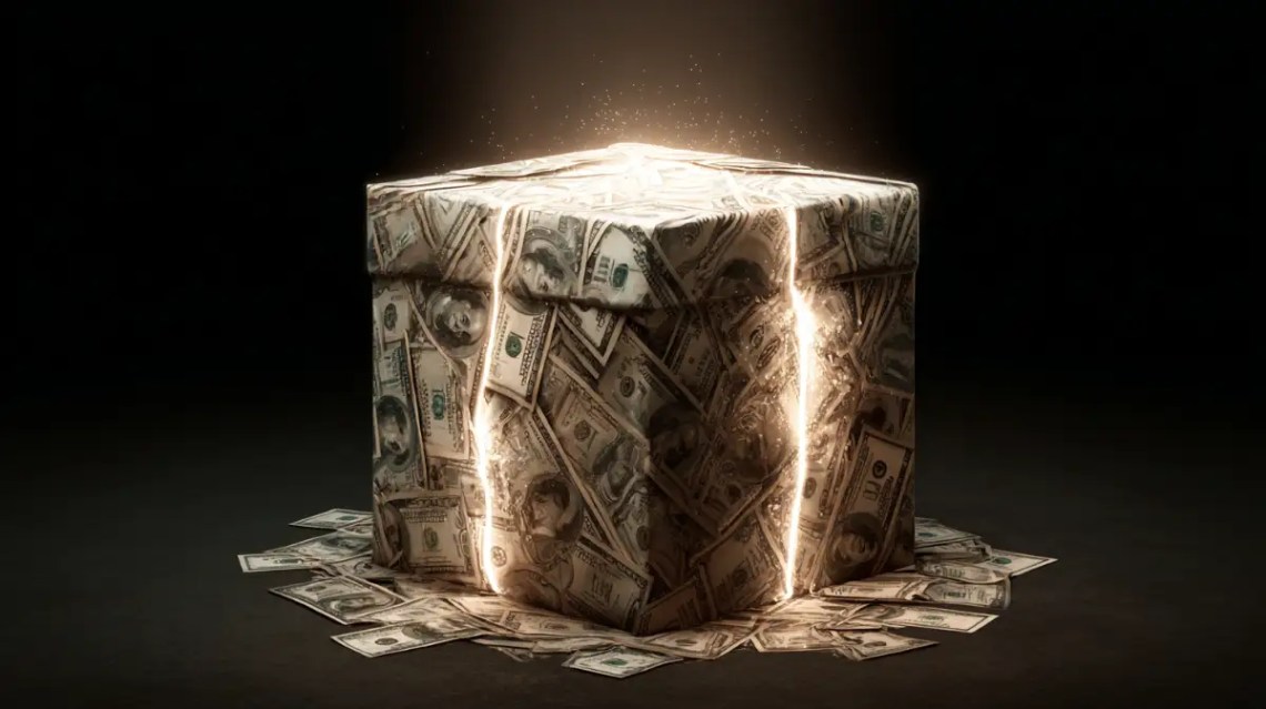 光沢に光るミステリーボックスの箱