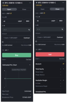 Sell and/or buy options.