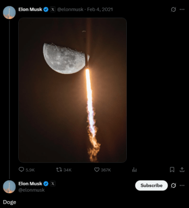 Elon Musk Tweeting about Doge.