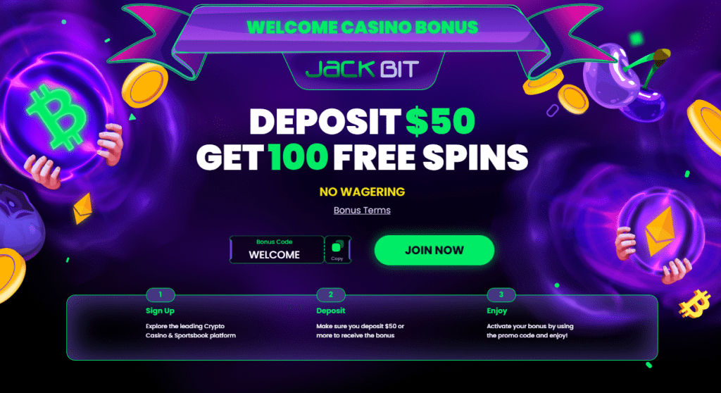 10. Jackbit – Free Spins and Flexible Gaming
