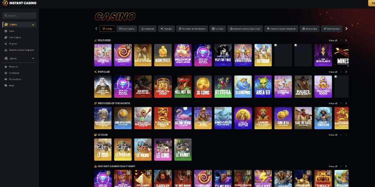 1. Instant Casino – greitas startas ir dosnios premijos