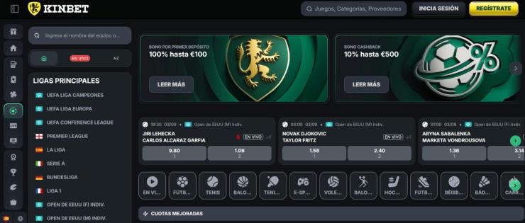 En Kinbet puedes hacer apuestas deportivas con cuotas mejoradas