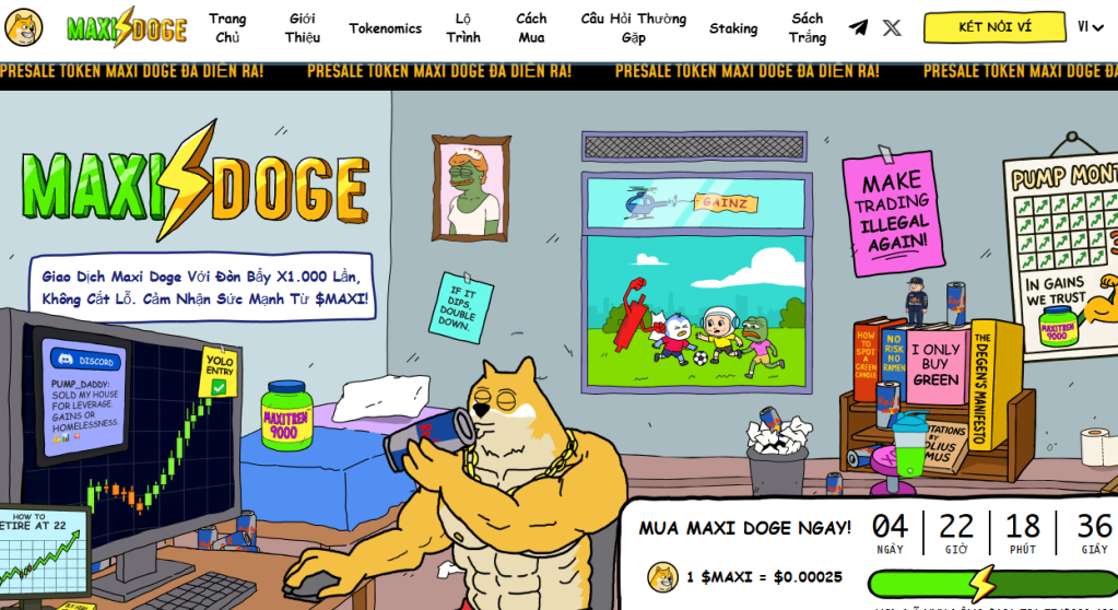2. Maxi Doge (MAXI) – Meme minh bạch, cộng đồng vững vàng