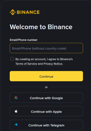 Registrace na Binance