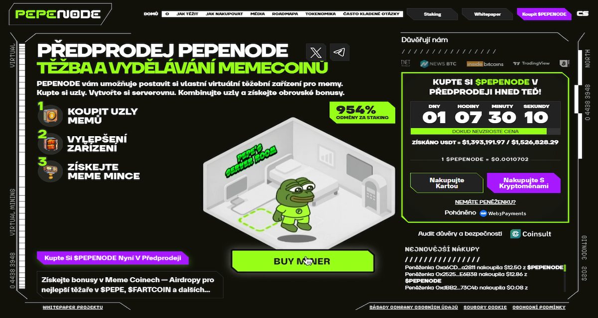 Pepenode – Gamifikovaná platforma „mine-to-earn“ na Ethereu