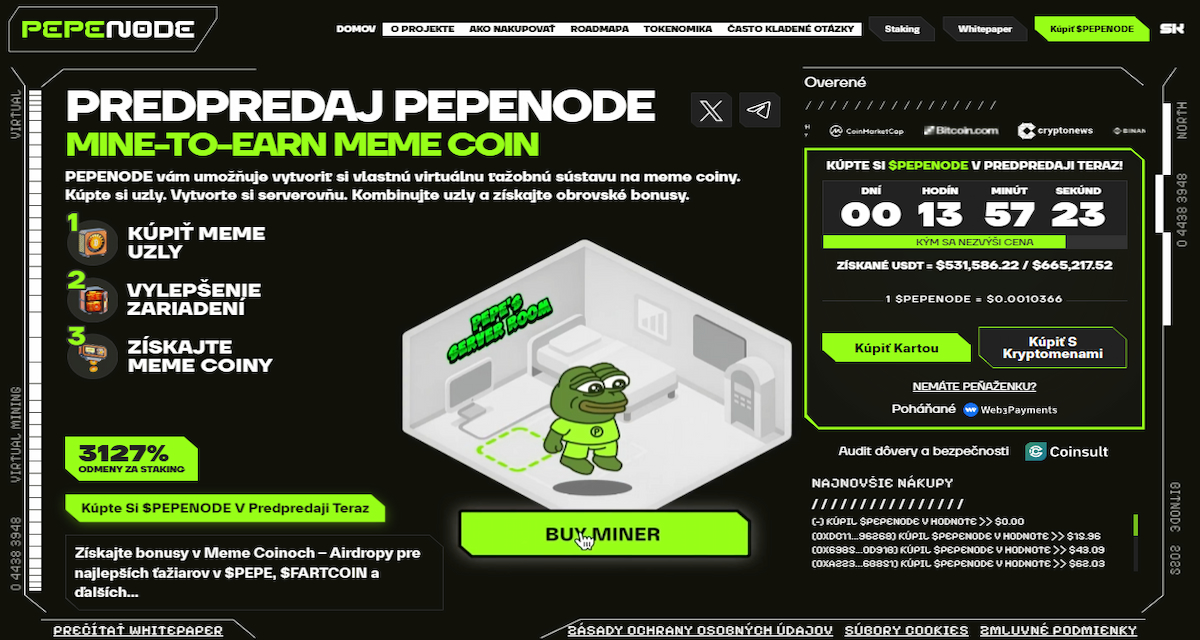 Pepenode — Gamifikovaný ekosystém s „mine-to-earn“ a spaľovaním
