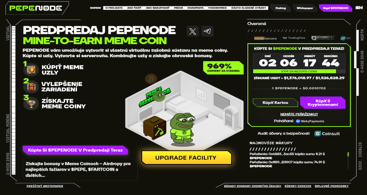 Pepenode (PEPENODE): Herný a meme mix s úžitkovým tokenom