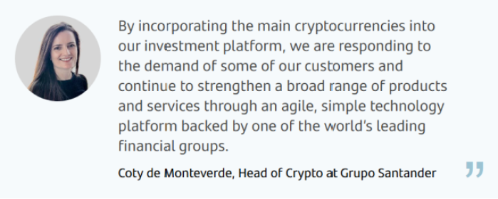 banco-santander-and-snorter-token-crypto-services Quote by Santander head of crypto.