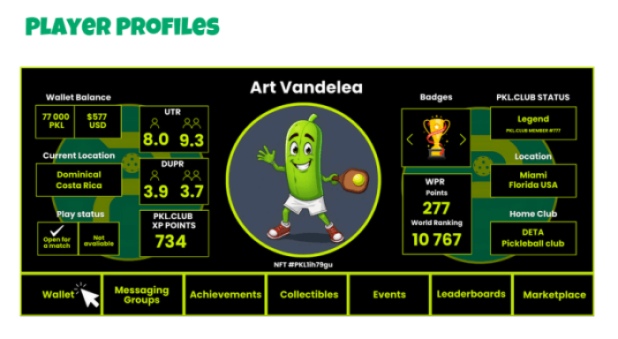 Sample player profile on the PKL.CLB platform.