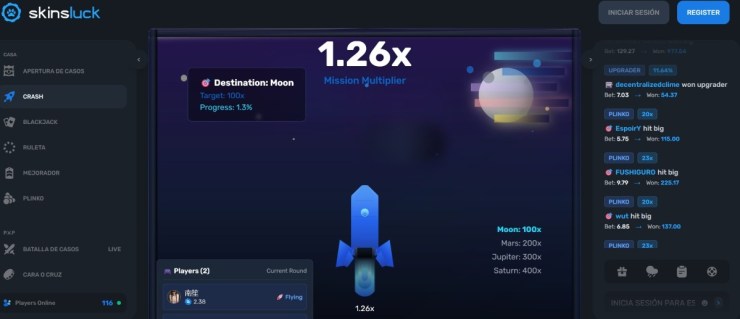 Con las skins de apuestas CSGO puedes probar juegos crash, ruleta, plinko, de cajas y más