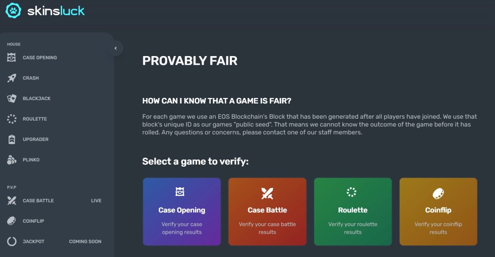 skinsluck provably fair