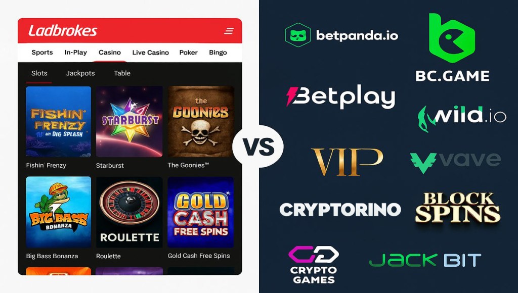 Screenshot of Ladbrokes and sister sportsbooks compared side-by-side