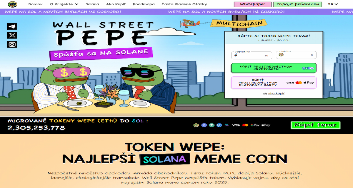 Wepe SOL WEPE Multichain meme s pálením a peg mechanizmom
