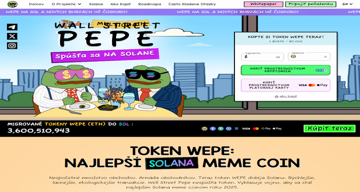 Wepe SOL – Pepe expanzia na Solanu