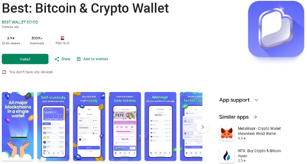 Завантажте та встановіть додаток Best Wallet