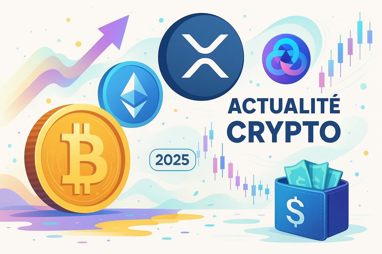 Infographie : MiCA 2025, impact réglementaire sur XRP et Aster, comparatif avec BTC et ETH.