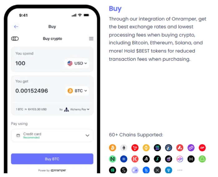 Best Wallet interface and supported chains