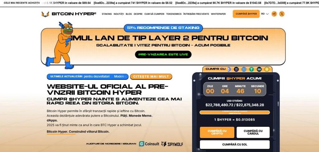 Bitcoin Hyper (HYPER) — Noul strat de scalabilitate și contracte inteligente construit pe Bitcoin
