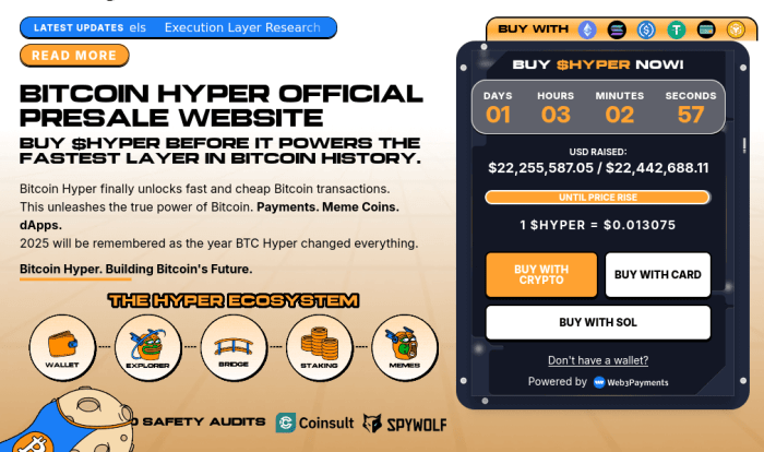 Bitcoin Hyper’s official landing page and presale countdown.