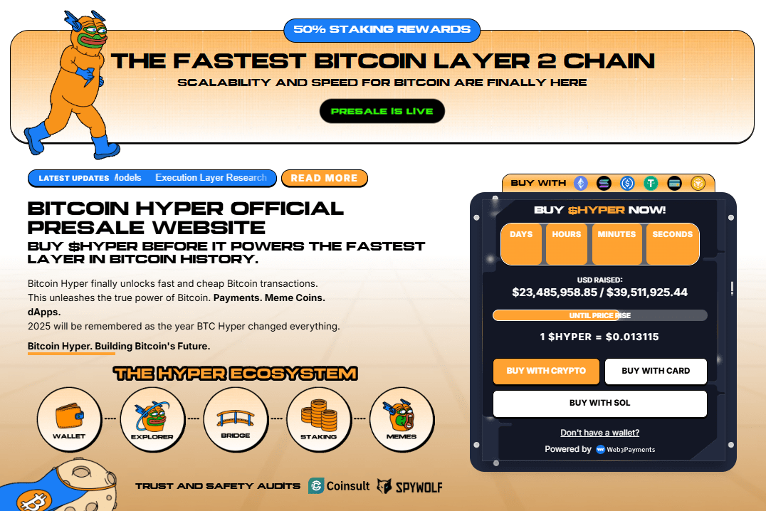 Die offizielle Vorverkaufsseite von Bitcoin Hyper zeigt das Kauf-Widget.