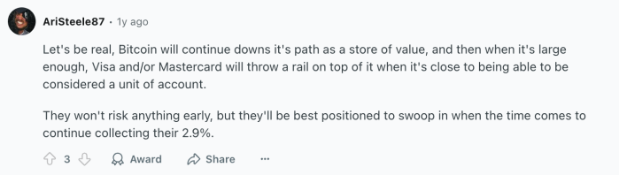 The Bitcoin Post Officer on Reddit.