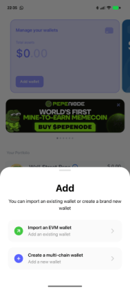 Creating a new wallet.