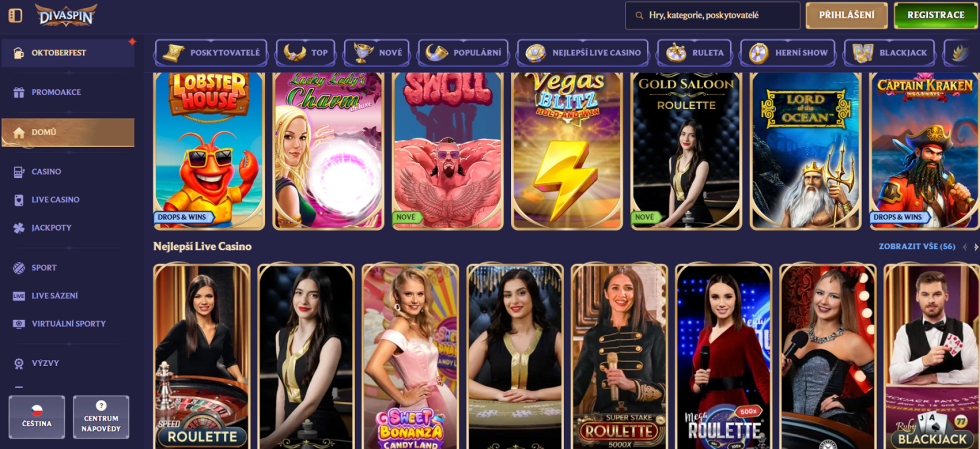 Divaspin casino nabídka live her