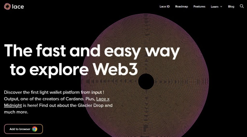 3. Lace Wallet – lehká a moderní peněženka pro ekosystém Cardano