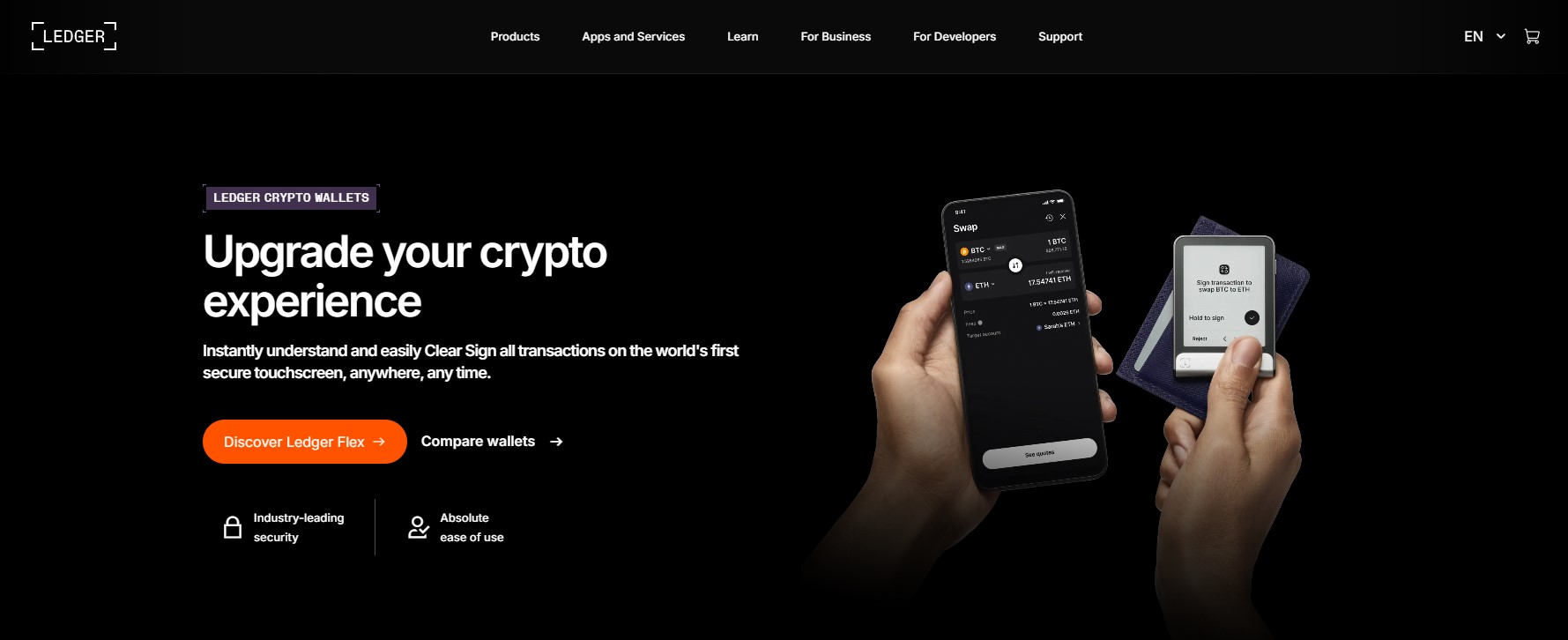 4. Ledger Wallet – Patikima aparatinė defi piniginė su Bluetooth
