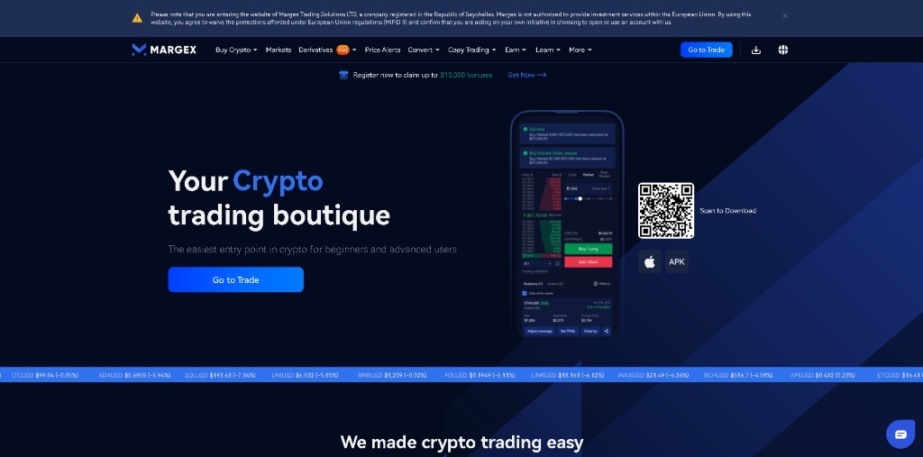 Margex безопасно търгуване с възможност за ливъридж