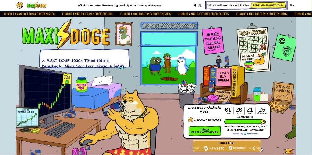 Maxi Doge ($MAXI) szórakoztató, mégis ígéretes meme kriptovaluta