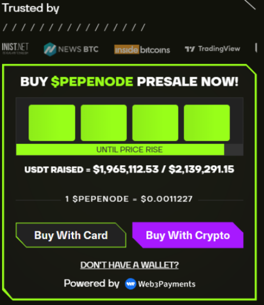 $PEPENODE presale countdown widget.