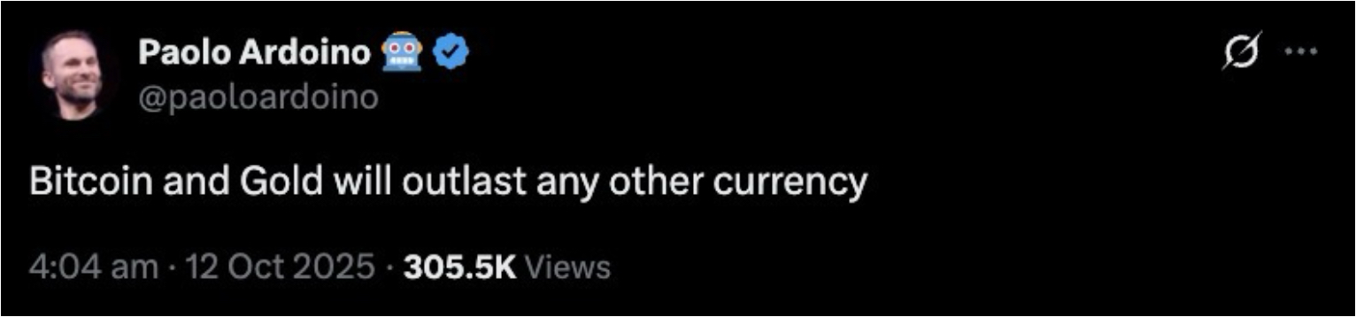 Paolo behauptet, dass Bitcoin und Gold jede Währung überdauern werden