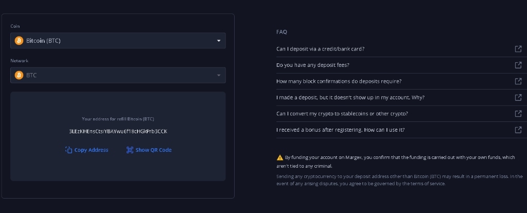 Papildykite sąskaitą kriptovaliuta arba fiat valiuta