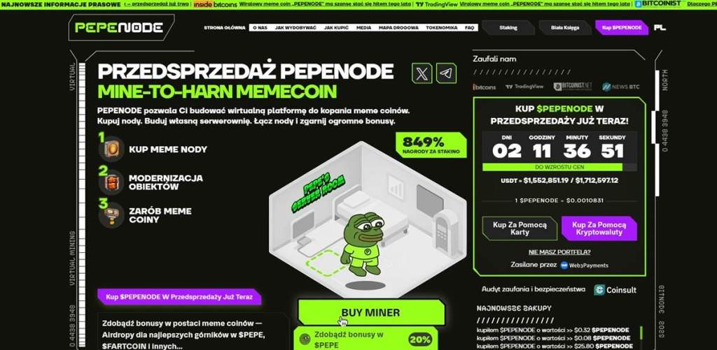 PepeNode (PEPENODE) – Mine-to-Earn Meme Coin z potencjałem wzrostu