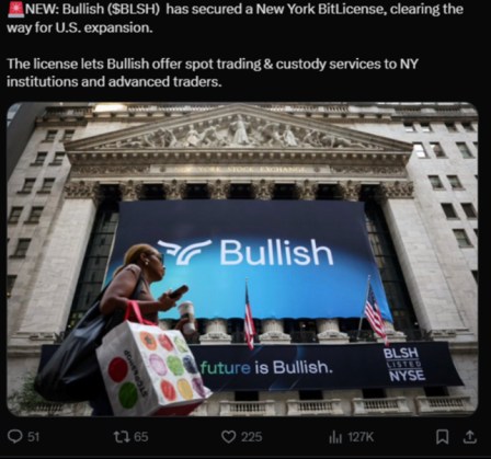 Post by Bullish on its official page on X