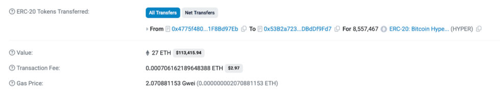 Etherscan Ausschnitt