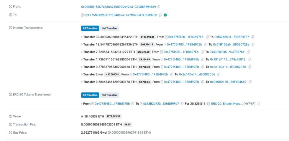 Wal kauft um 58 ETH Bitcoin Hyper