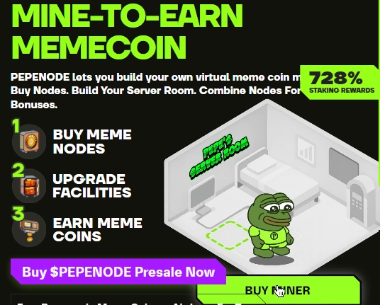 Mine-to-Earn Memecoin: PEPENODE-Vorverkauf ist live.