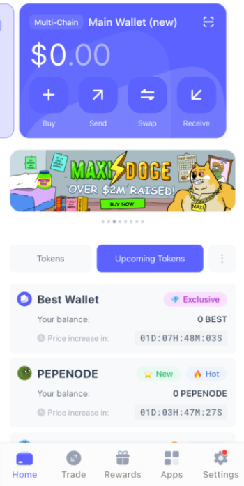 Nadcházející tokeny - jak koupit Best Wallet Token