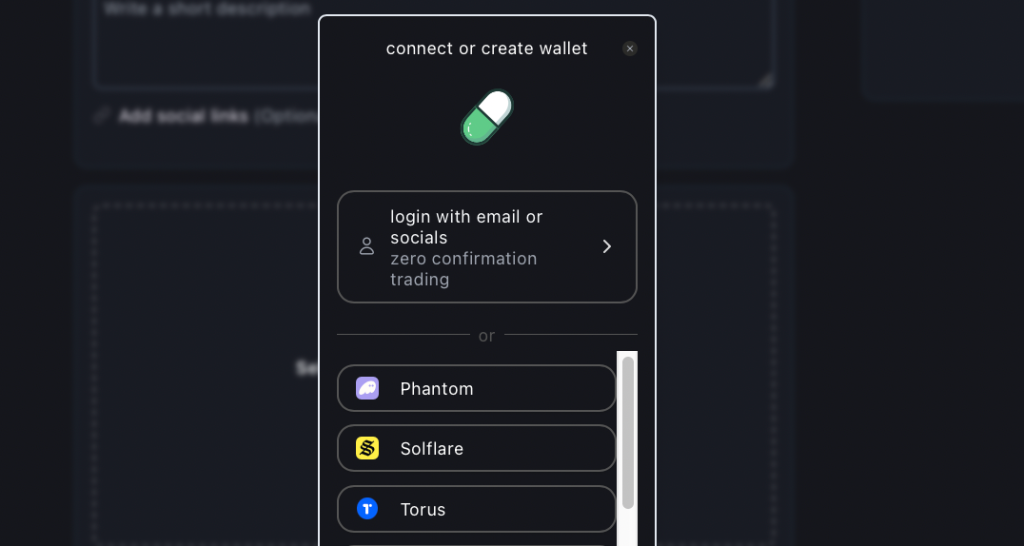 Připojte krypto peněženku