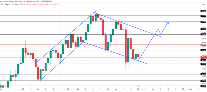 Solana flag pattern showing bullish potential