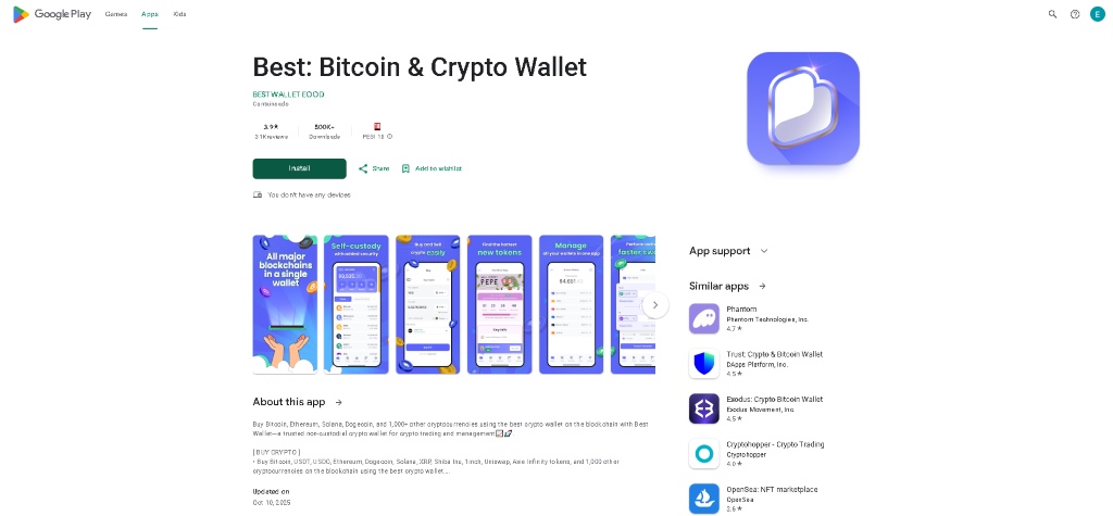 Stiahnite a nainštalujte aplikáciu Best Wallet