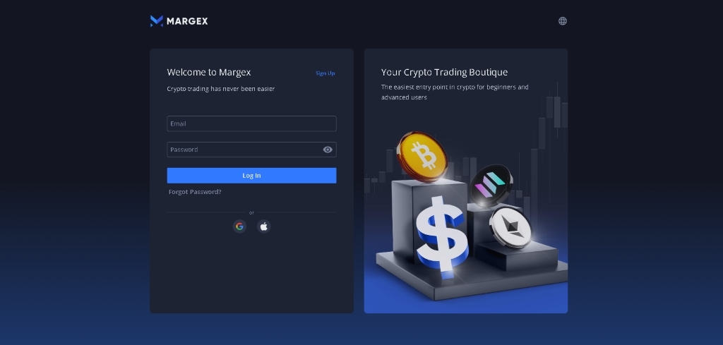 Sukurkite Margex paskyrą