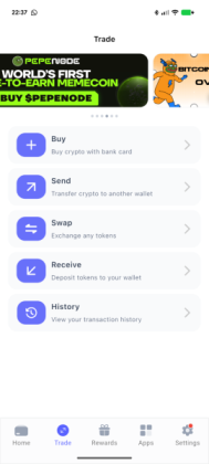 Swap, buy, and more trading options.